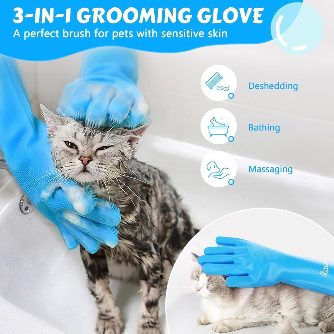 2-in-1 Silicone Pet Grooming & Bathing Glove – Deep Clean & Gentle Massage