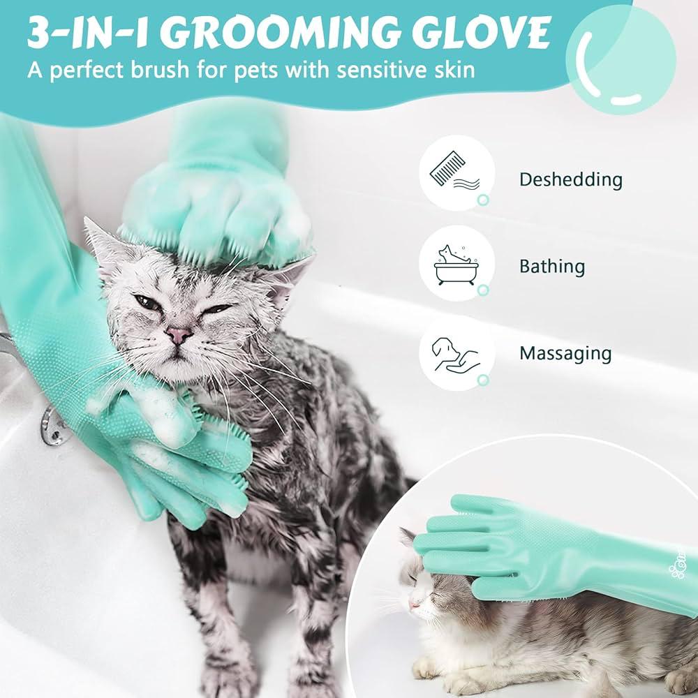 2-in-1 Silicone Pet Grooming & Bathing Glove – Deep Clean & Gentle Massage