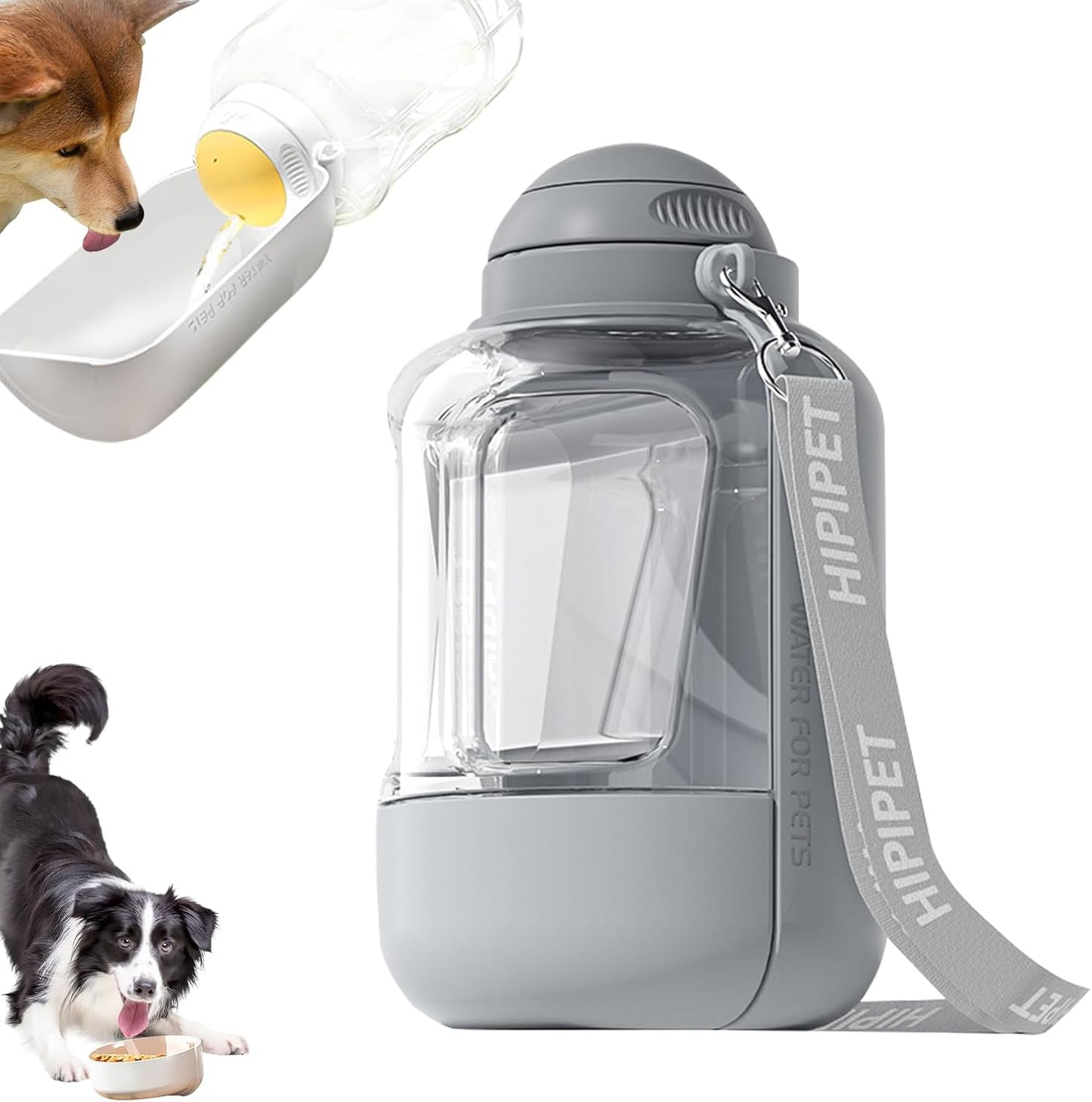 2-in-1 Portable Dog Water Bottle & Food Container – 1000ml Water + 300ml Food, Leakproof & Foldable Pet Travel Bottle