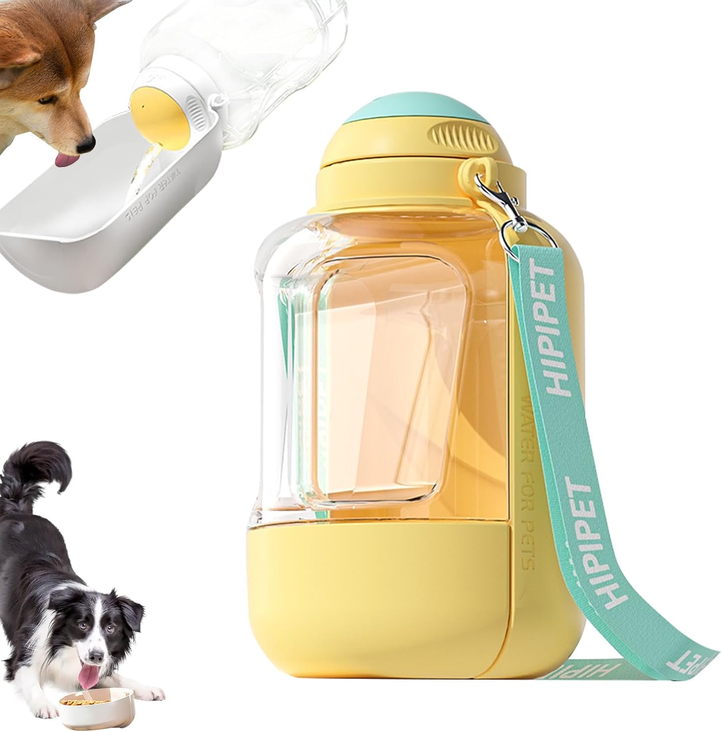 2-in-1 Portable Dog Water Bottle & Food Container – 1000ml Water + 300ml Food, Leakproof & Foldable Pet Travel Bottle